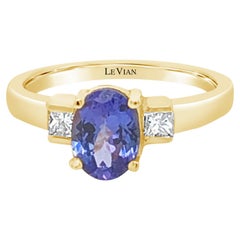 Levian 14K Yellow Gold Oval Tanzanite Diamond Engagement Anniversary Ring