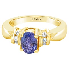 Levian 14K Yellow Gold Oval Tanzanite1 8 Cttw Diamond Engagement Ring Size 6