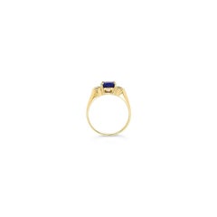 LeVian 14K Yellow Gold Purple Blue Tanzanite Round Diamond Classy Cocktail Ring