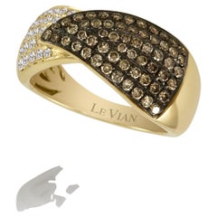 LeVian 14K Yellow Gold Round Brown Chocolate Diamond Classic Fancy Cocktail Ring