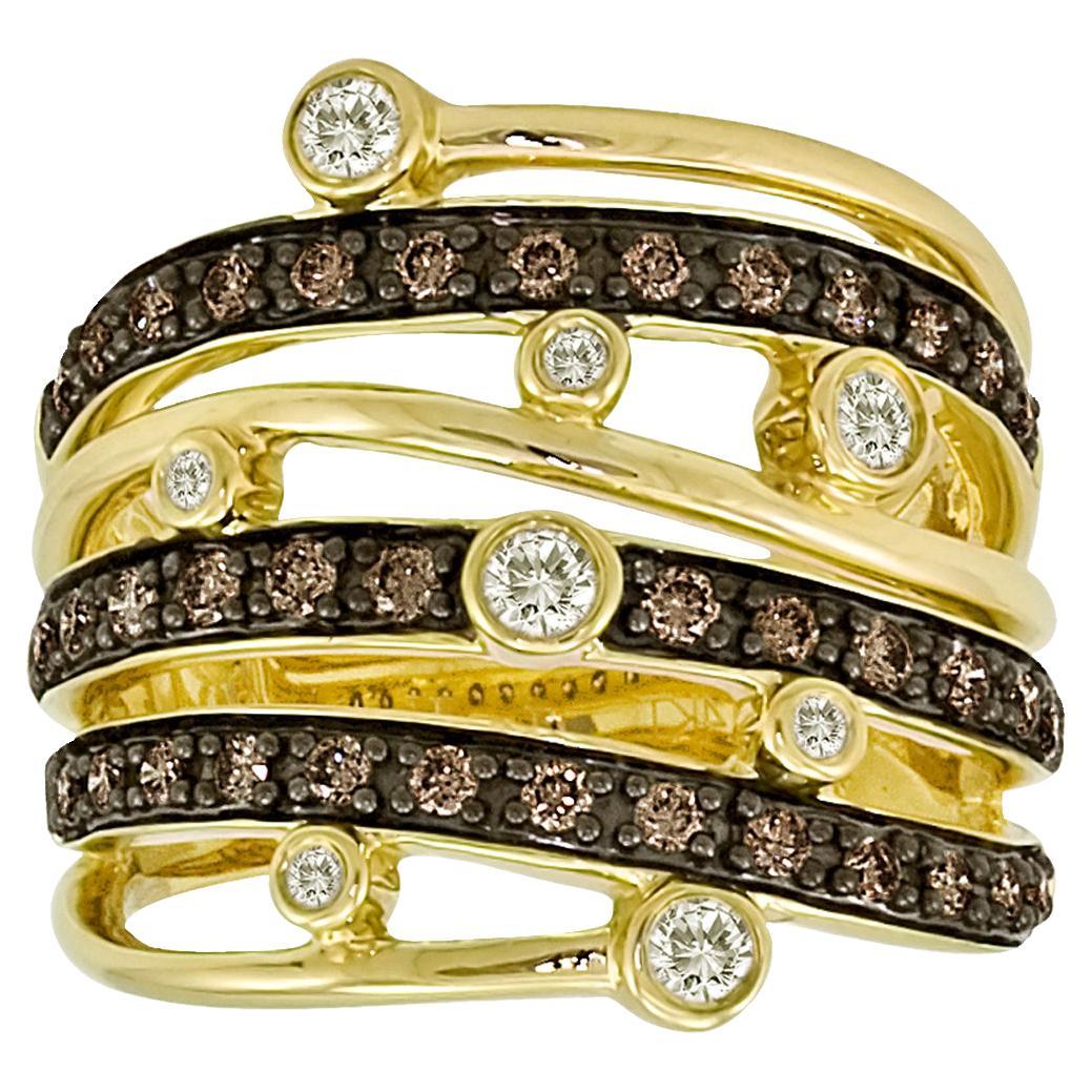 LeVian 14K Yellow Gold Round Chocolate Brown Diamond Classy Fancy