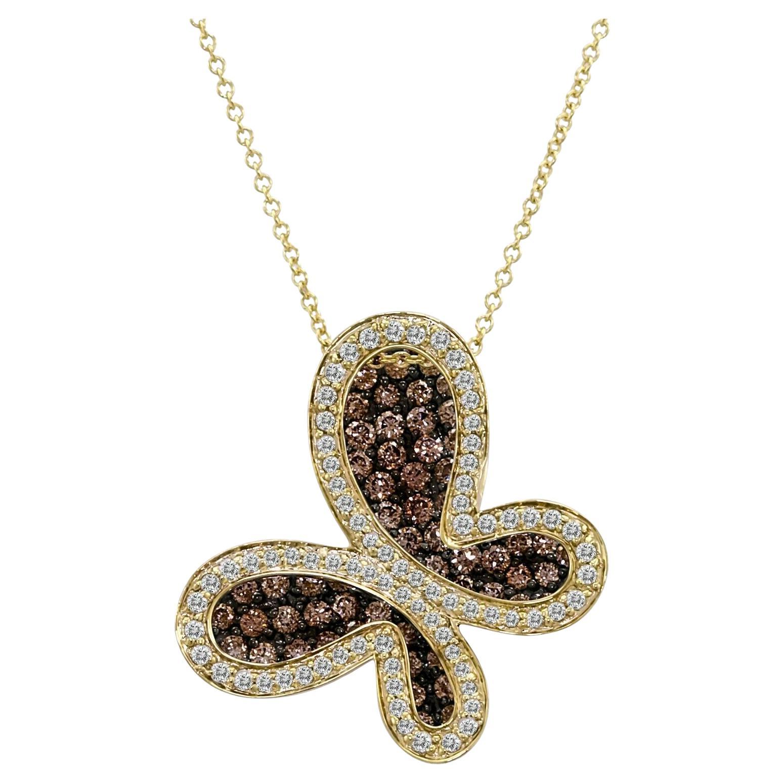 Levian 14K White Gold Round Chocolate Brown Diamond Classic Pendant Necklace