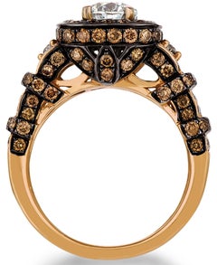 LeVian 14K Yellow Gold Round Chocolate Brown Diamond Bridal Wedding Band Ring