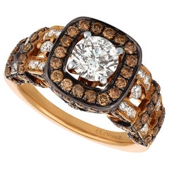 Alianza de boda LeVian de oro amarillo de 14 quilates con diamante redondo marrón chocolate