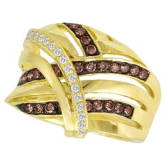 Levian 14K Yellow Gold Round Chocolate Brown Diamond Classy Fancy Cocktail Ring