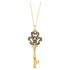 Le Vian 14K Yellow Gold Round Chocolate Brown Diamond Classy Pendant Necklace