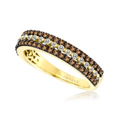 LeVian 14K Yellow Gold Round Chocolate Brown Diamonds Pretty Fancy Cocktail Ring