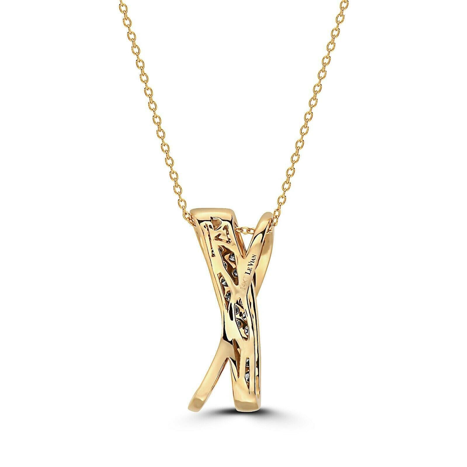 Le Vian Collier pendentif joli en or jaune 14 carats avec diamants ronds brun chocolat Unisexe en vente