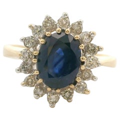 LeVian 14k Gelbgold Saphir und Diamant Halo-Ring Größe 8,5