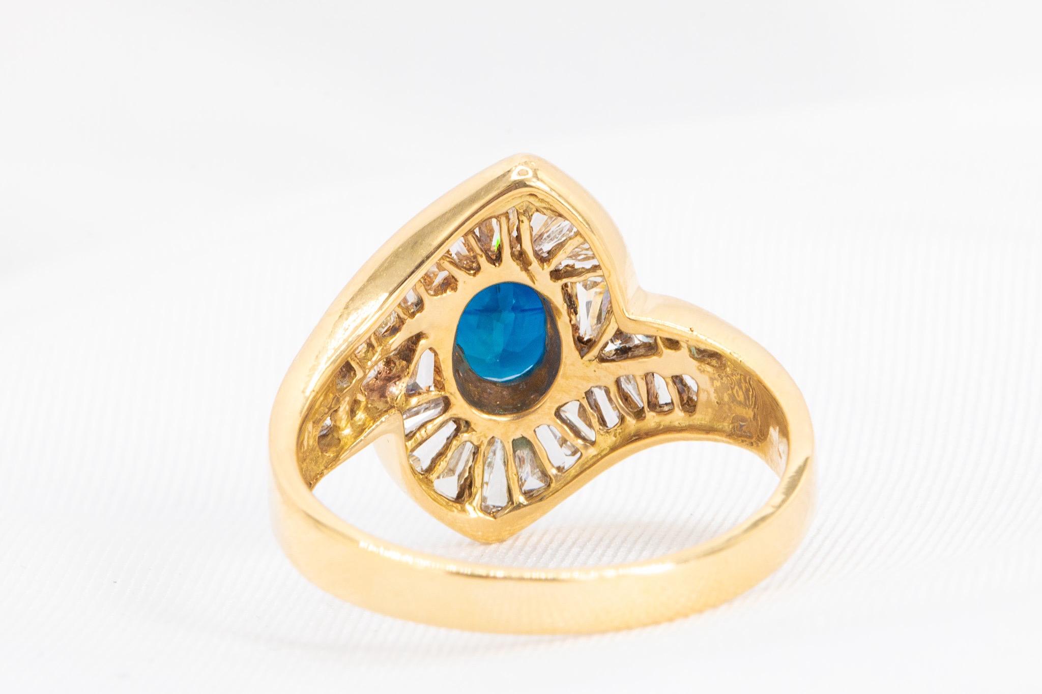 Oval Cut Le Vian 14k Yellow Gold Sapphire & Diamond Vintage Ring For Sale