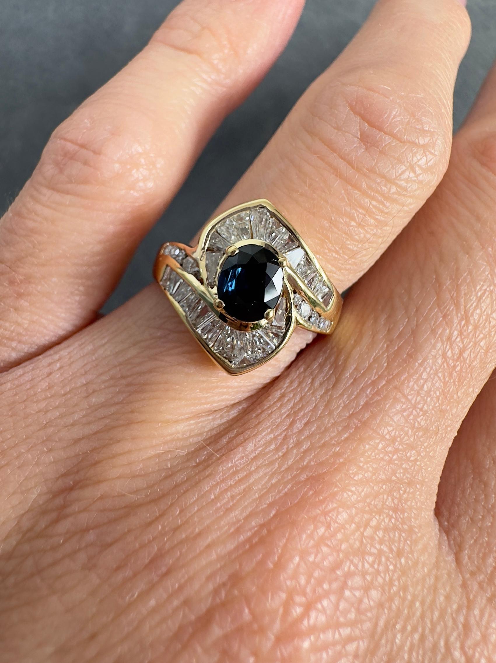 Le Vian 14k Yellow Gold Sapphire & Diamond Vintage Ring In Good Condition For Sale In Houston, TX