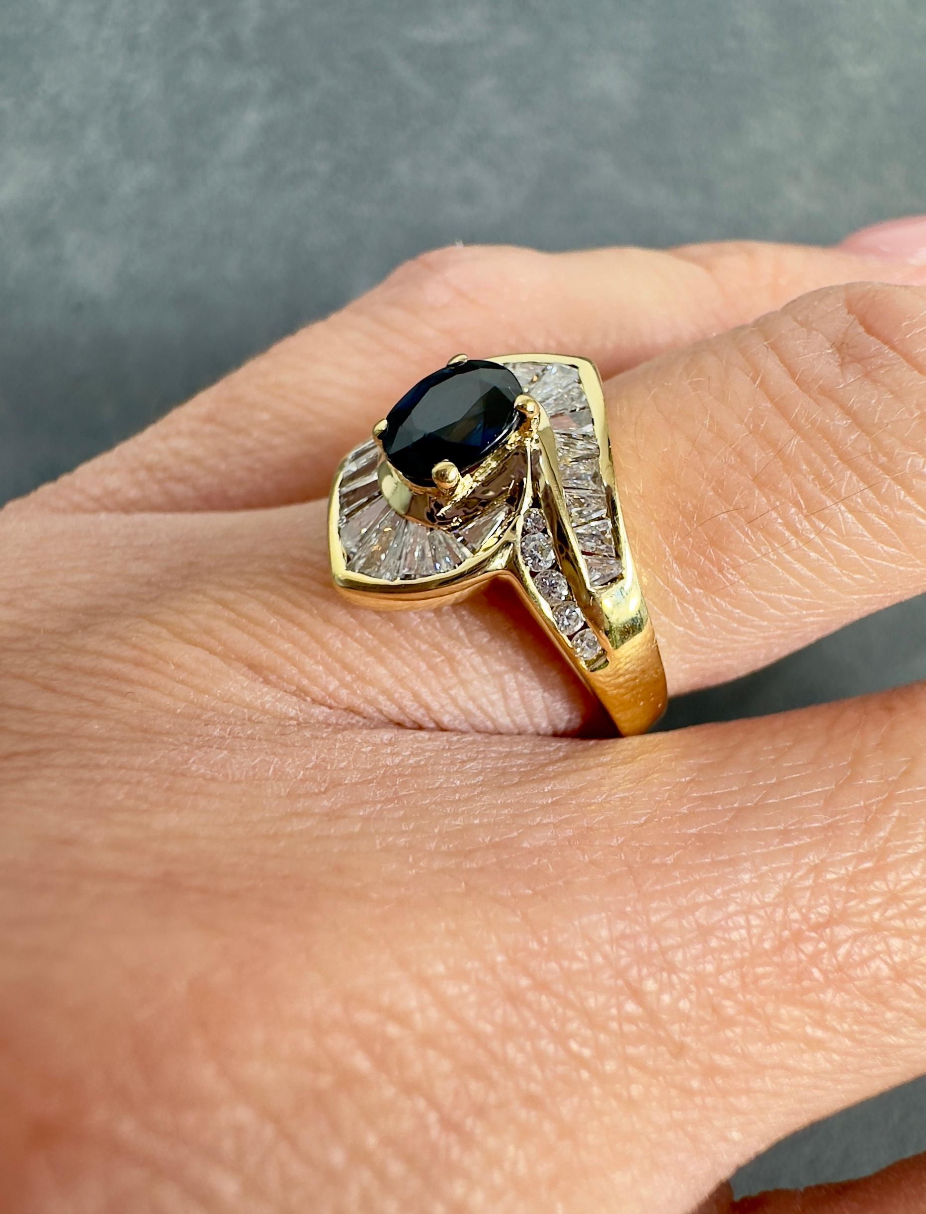 Women's Le Vian 14k Yellow Gold Sapphire & Diamond Vintage Ring For Sale