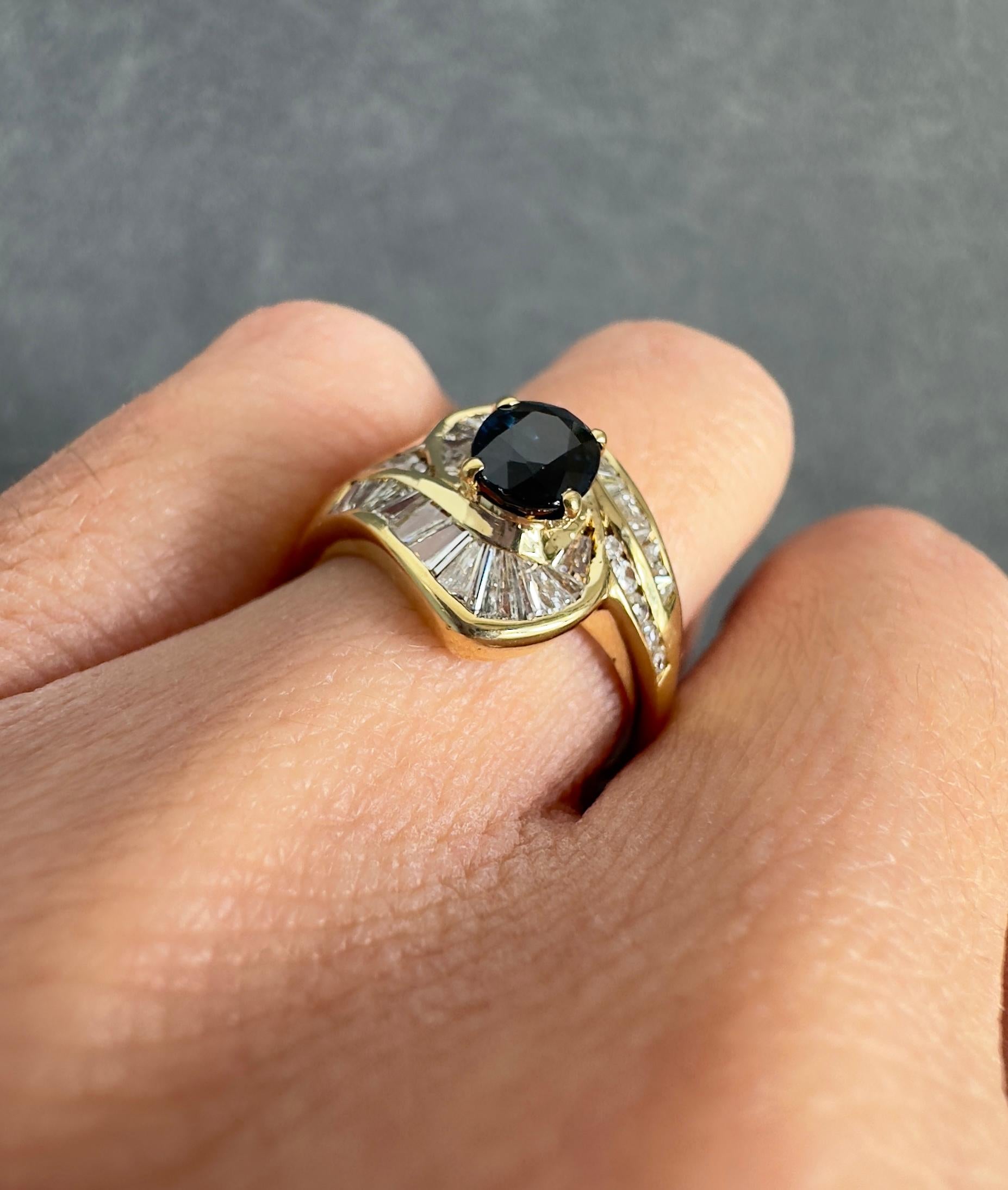 Le Vian 14k Yellow Gold Sapphire & Diamond Vintage Ring For Sale 1