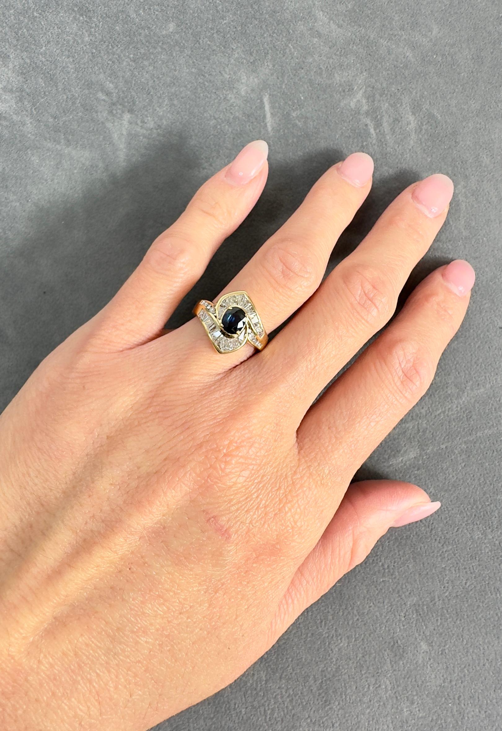 Le Vian 14k Yellow Gold Sapphire & Diamond Vintage Ring For Sale 2