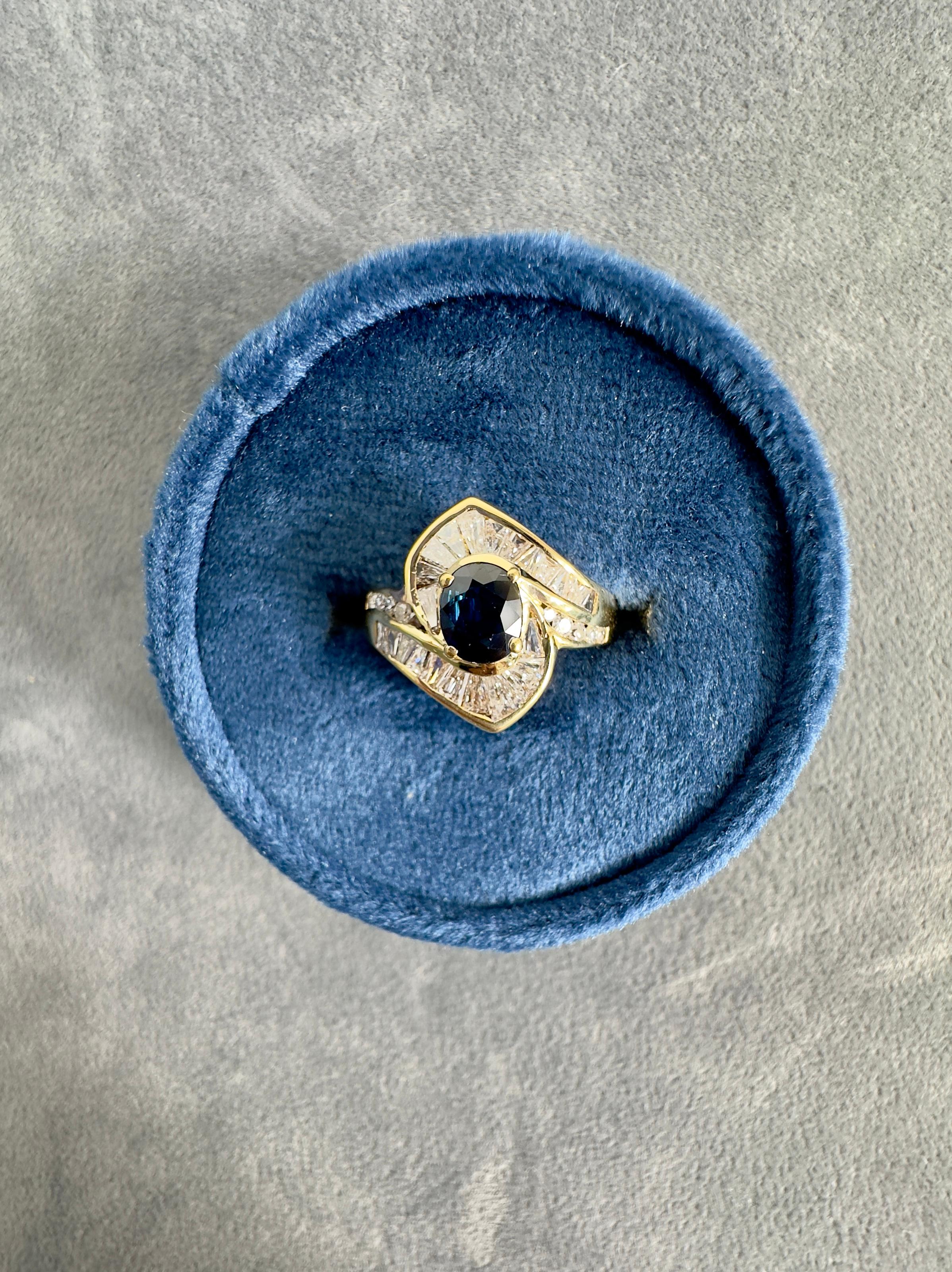 Le Vian 14k Yellow Gold Sapphire & Diamond Vintage Ring For Sale 3