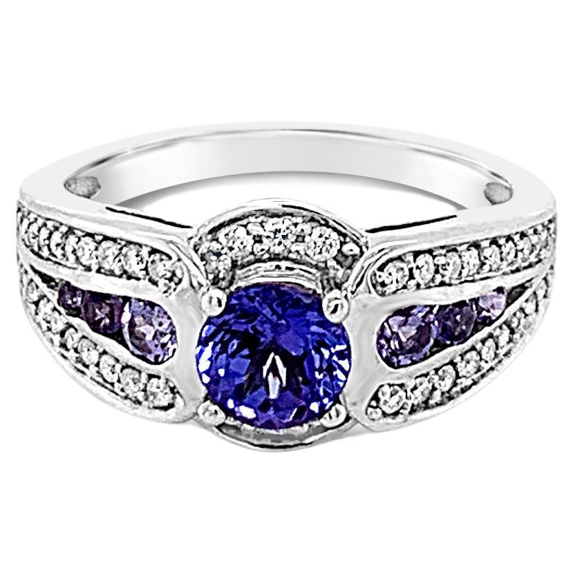 Le Vian 14K Yellow Gold Tanzanite Set Flared Band Fashion Ring For Sale