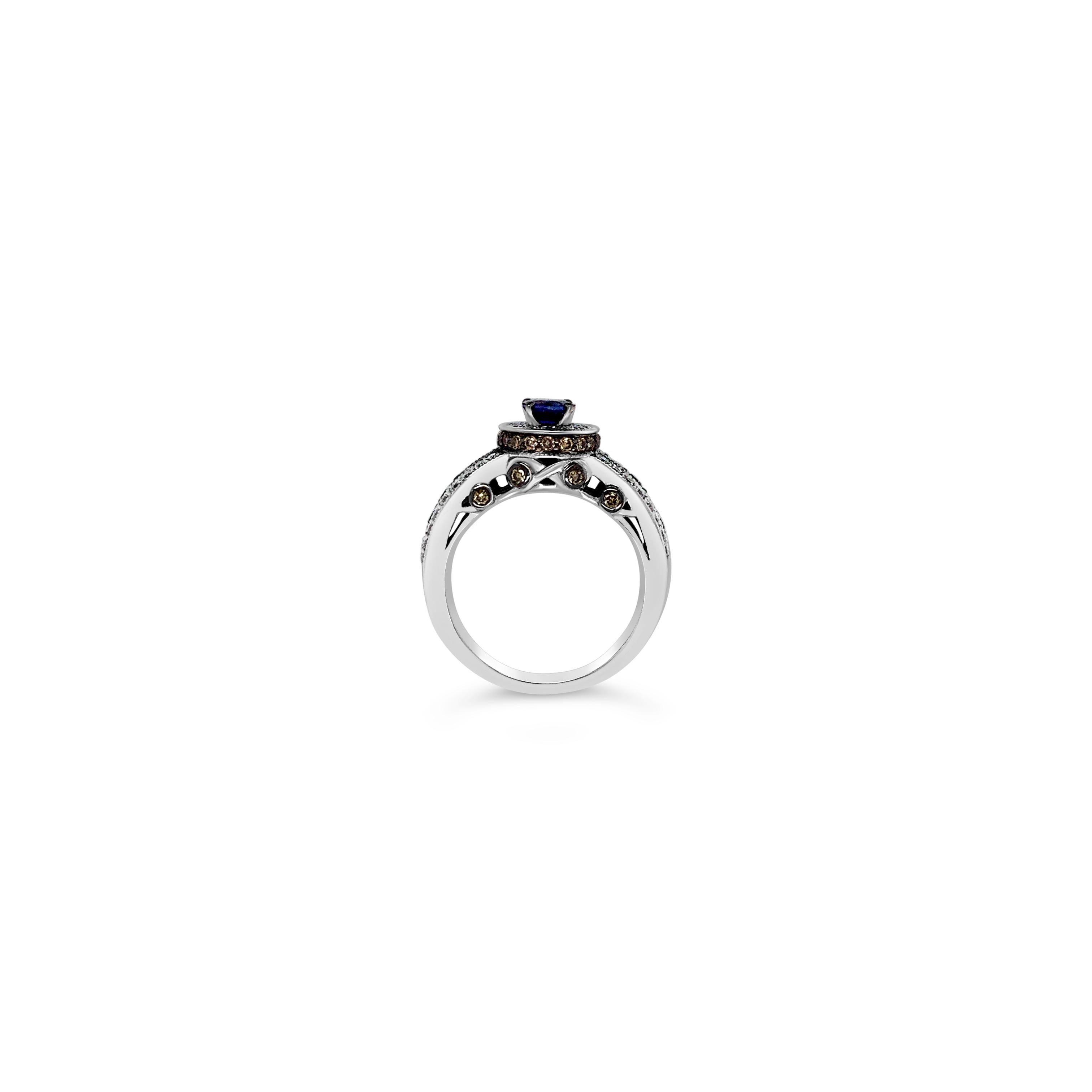 New Le Vian Bridal® Ring featuring 0.50 cts. Blueberry Sapphire™, 0.40 cts. Vanilla Diamonds® , 0.54 cts. Chocolate Diamonds®  set in 14K Vanilla Gold®
Ring size 6.5
Please feel free to reach out with any questions! Item comes with a Le Vian®