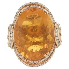 LeVian Bague en or rose 18 carats avec opale du feu du Mexique et diamants