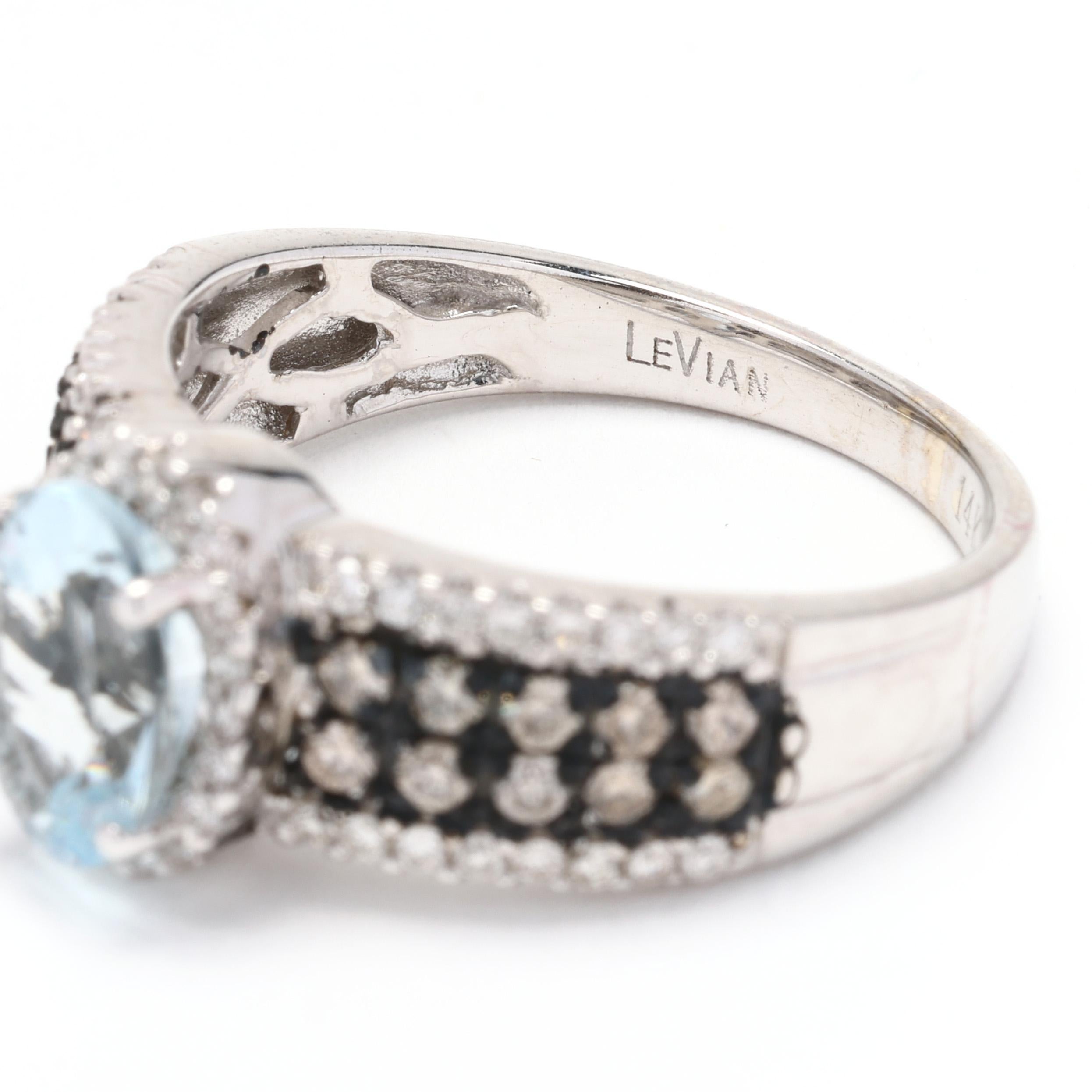 Women's LeVian 1.8ctw Aquamarine and Diamond Engagement Ring, 14k White Gold
