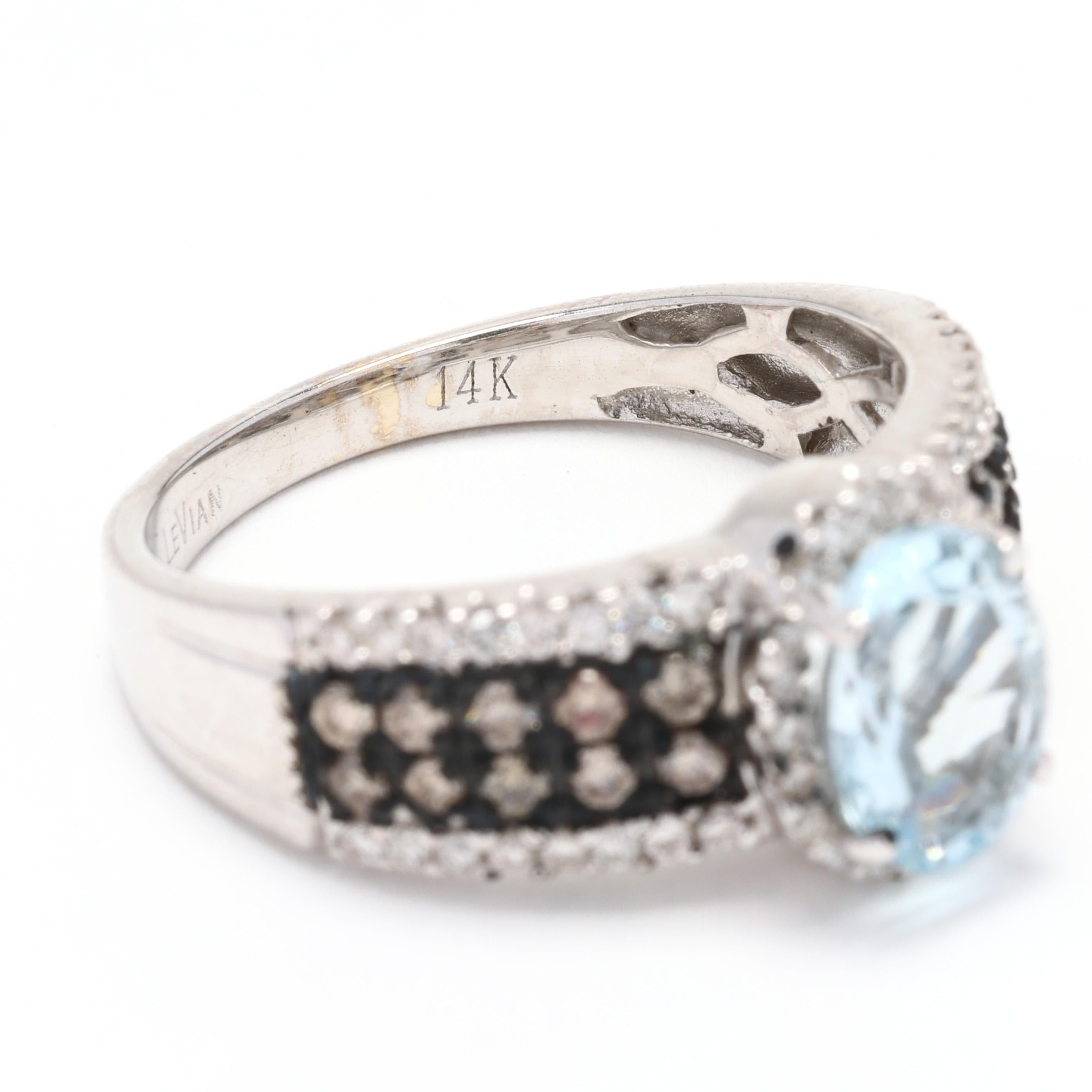 LeVian 1.8ctw Aquamarine and Diamond Engagement Ring, 14k White Gold 1