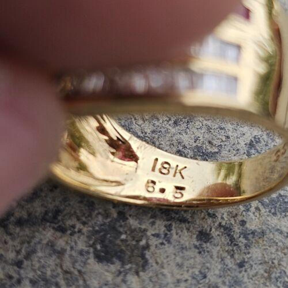  Levian 18k Gold Ruby Diamond Ring Band Size 6.25 Princesse Baguette Crossover Pour femmes 