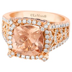 LeVian 18K Rose Gold Morganite Round Chocolate Brown Diamond Fancy Cocktail Ring