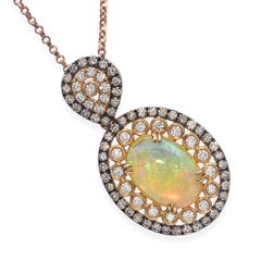 LeVian 18k Rose Gold Opal and Diamond Necklace