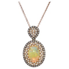 LeVian 18k Rose Gold Opal and Diamond Necklace