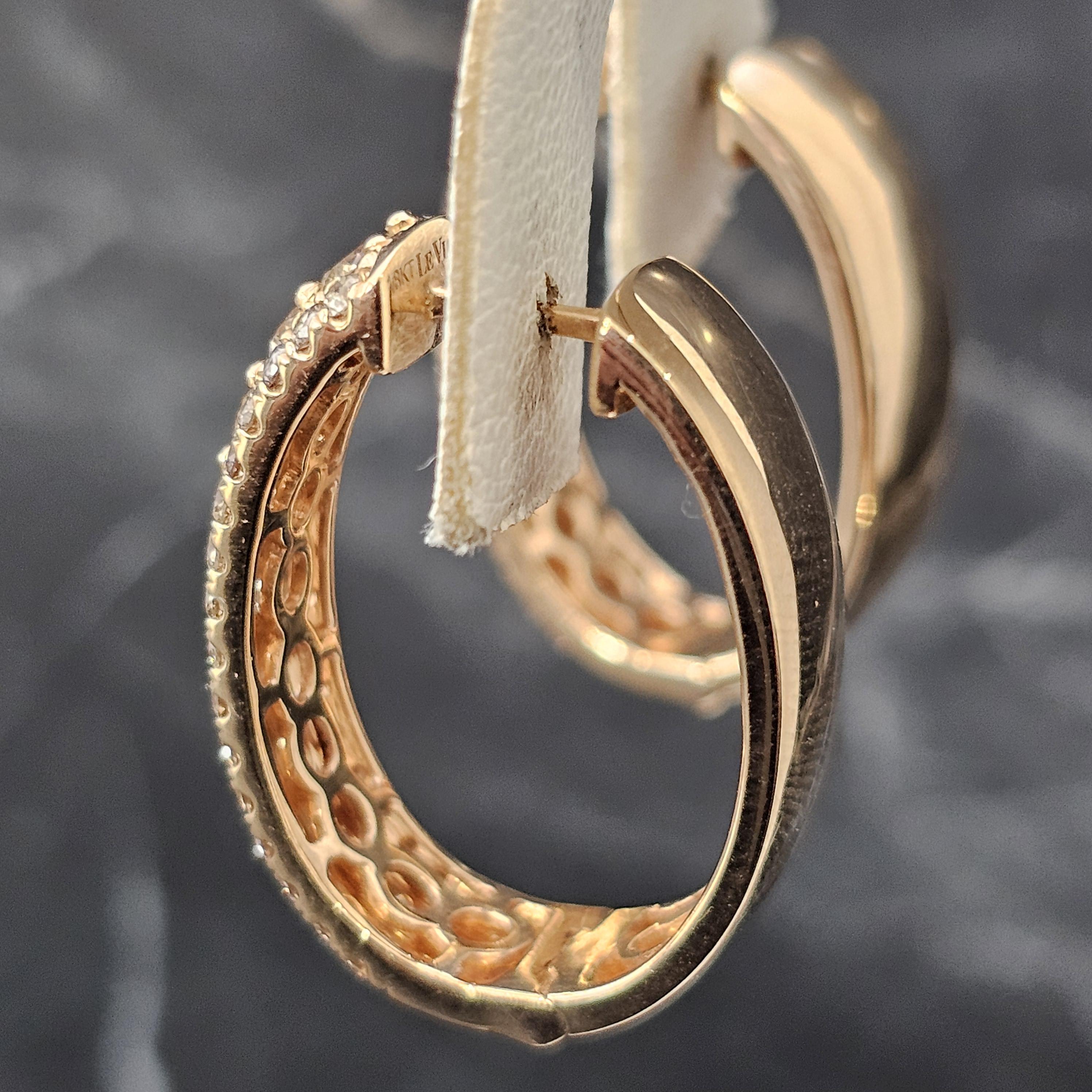 Orecchini a cerchio con diamanti Levian in oro rosa 18 carati Creme Brulee in vendita 1