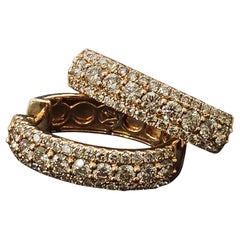 Levian 18k Rose Strawberry Gold 3ct Diamond Hoop Earrings Creme Brulee