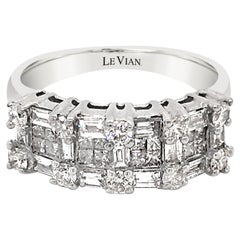 Cocktail-Ring, 18 Karat Weißgold, Prinzessin Baguette, runder Diamant