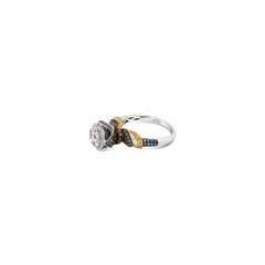LeVian 18K White Gold Round Multi-Color Diamond Classic Authentic Cocktail Ring