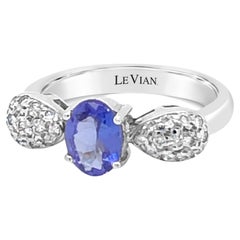Levian 18K White Gold Violet Tanzanite White Diamond Flared Engagement Ring