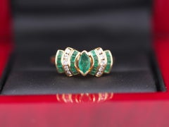 LEVIAN 18K Yellow Gold Emerald .25cttw Diamond Engagement Ring