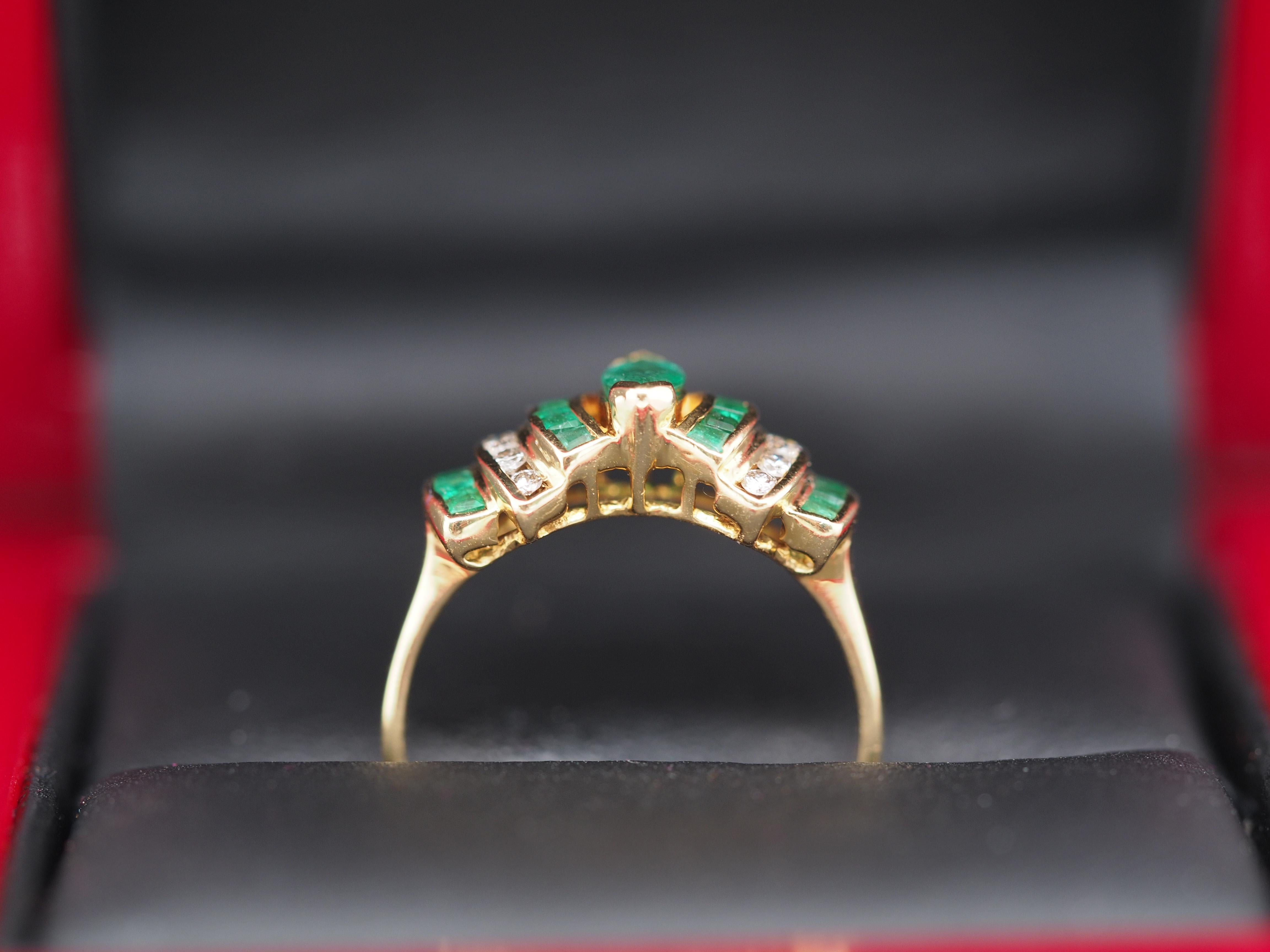 Women's LEVIAN 18K Yellow Gold Emerald .25cttw Diamond Engagement Ring For Sale