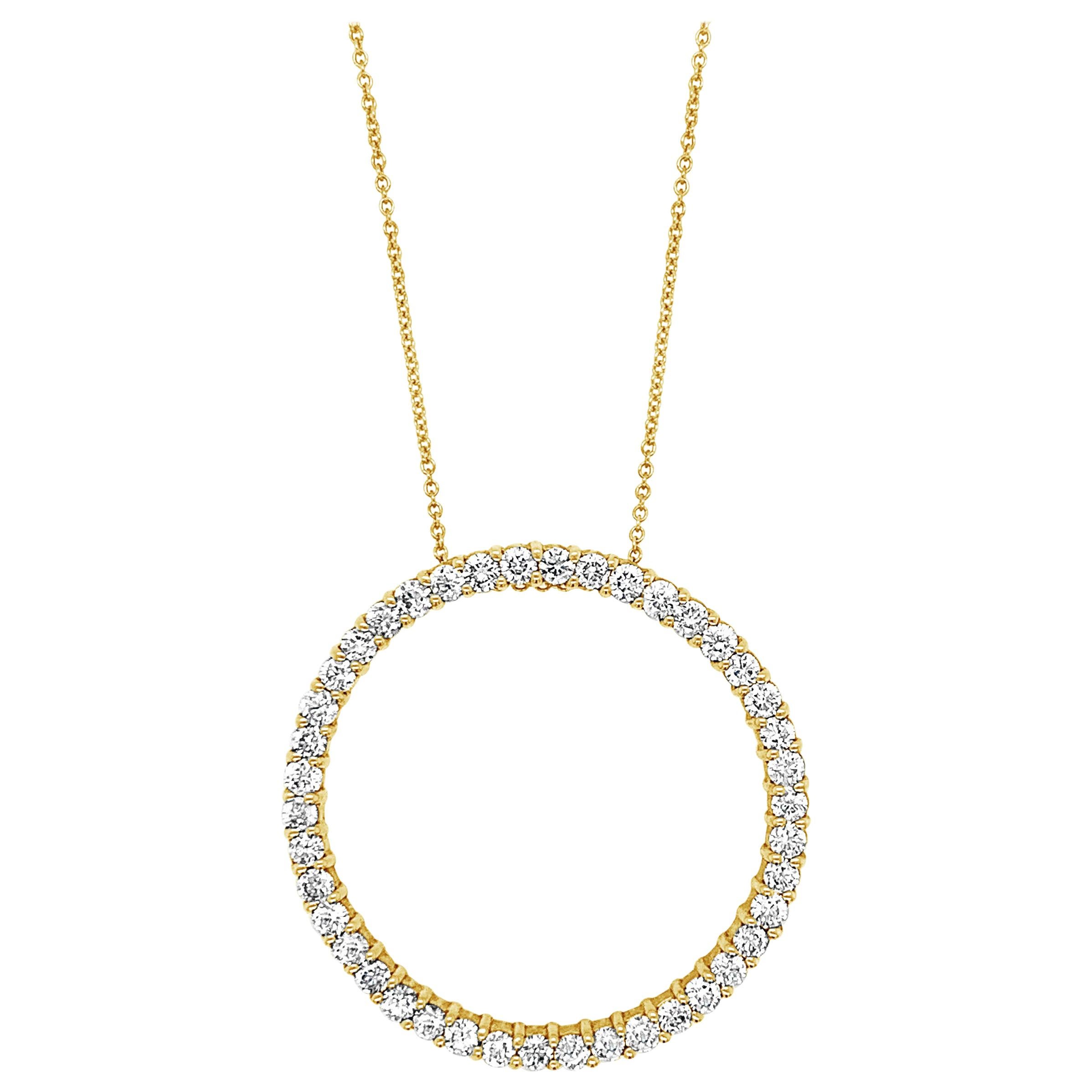 LeVian 18K Yellow Gold Round Diamond Open Circle Eternity 18" Pendant Necklace