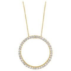 LeVian Collier à pendentif d'éternité en or jaune 18 carats avec cercle ouvert et diamants ronds de 45,7 cm