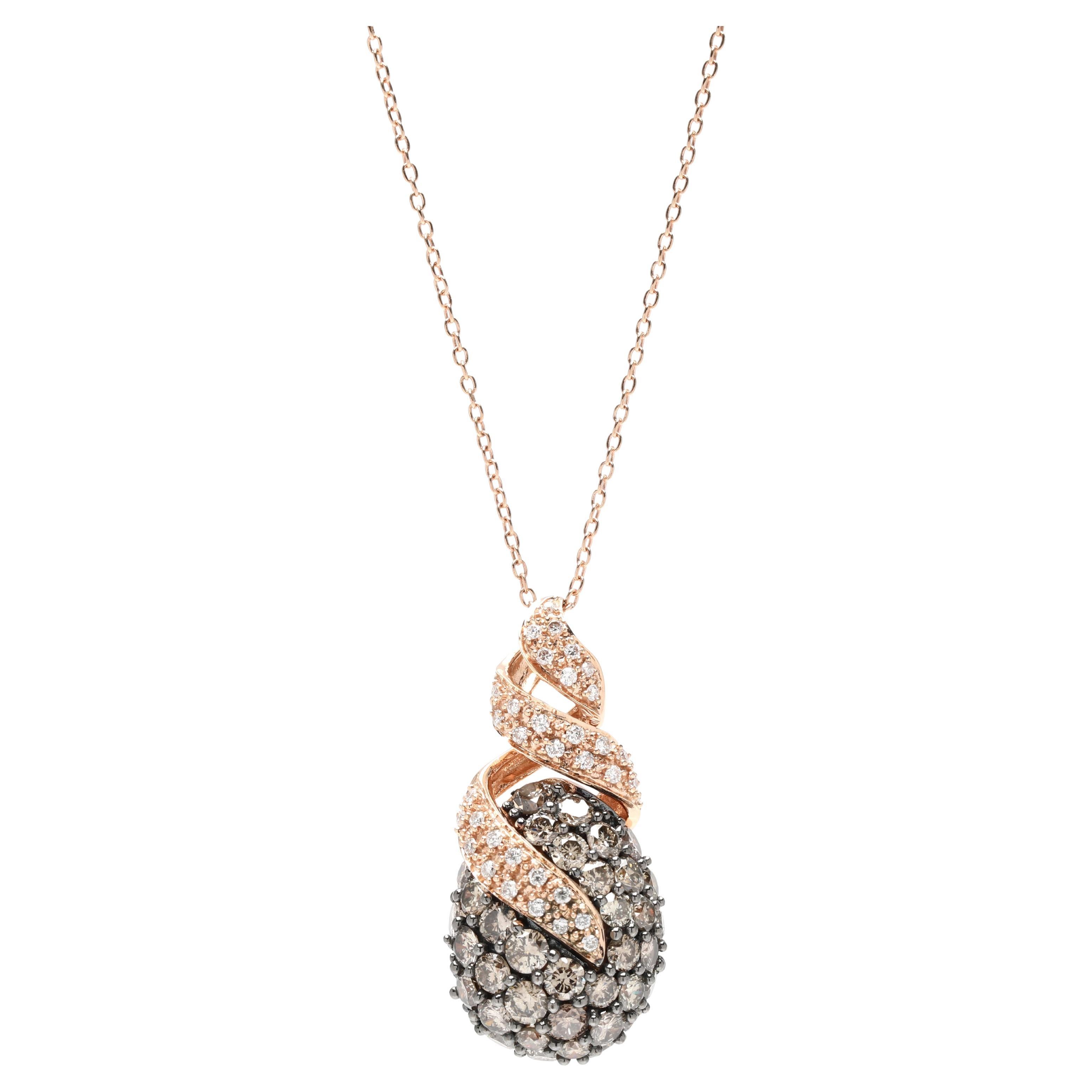 LeVian 2.2ctw Diamond and Brown Diamond Pendant Necklace, 14k Rose Gold, 18 Inch