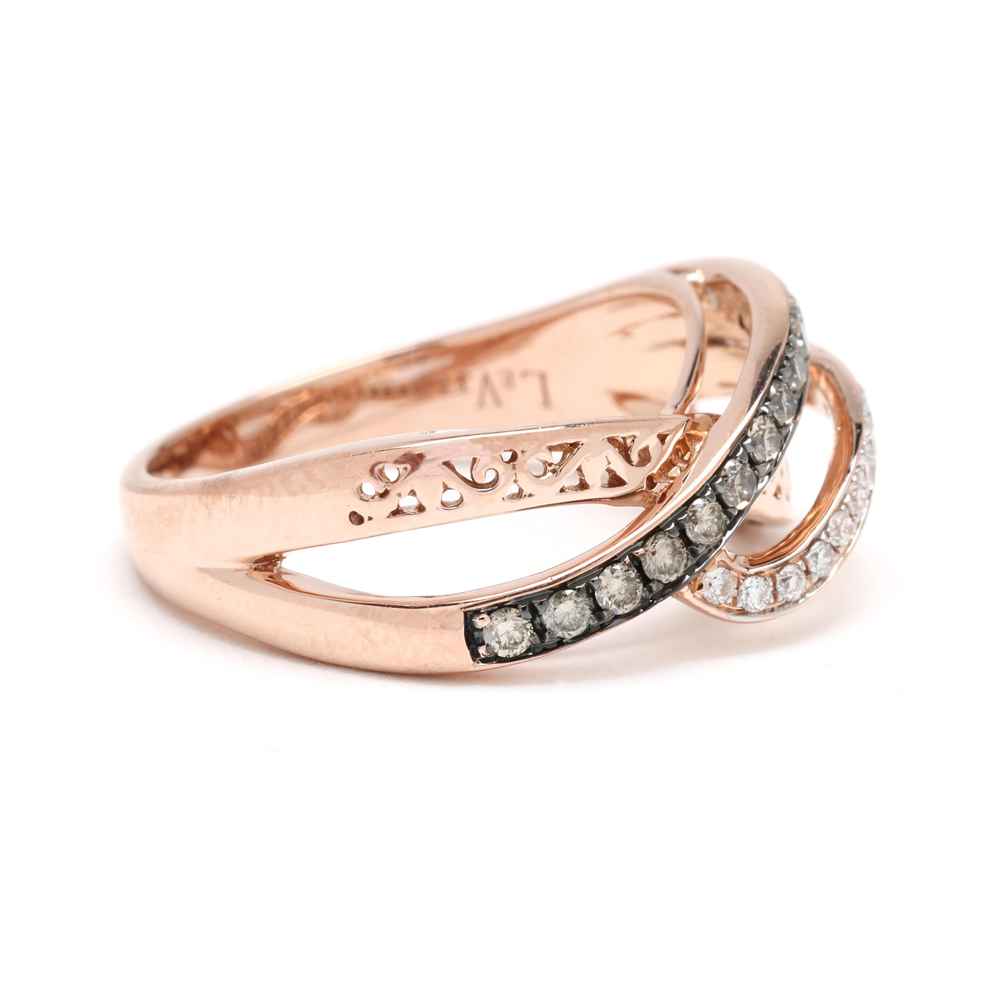 Elevate your style with this stunning LeVian diamond twisted band ring, crafted in luxurious 14k rose gold. Featuring .23ctw of sparkling diamonds, this size 6.75 ring combines timeless elegance with modern flair. The twisted band design creates a