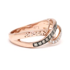 LeVian .23ctw Diamond Twisted Band Ring, 14k Rose Gold, Ring Size 6.75