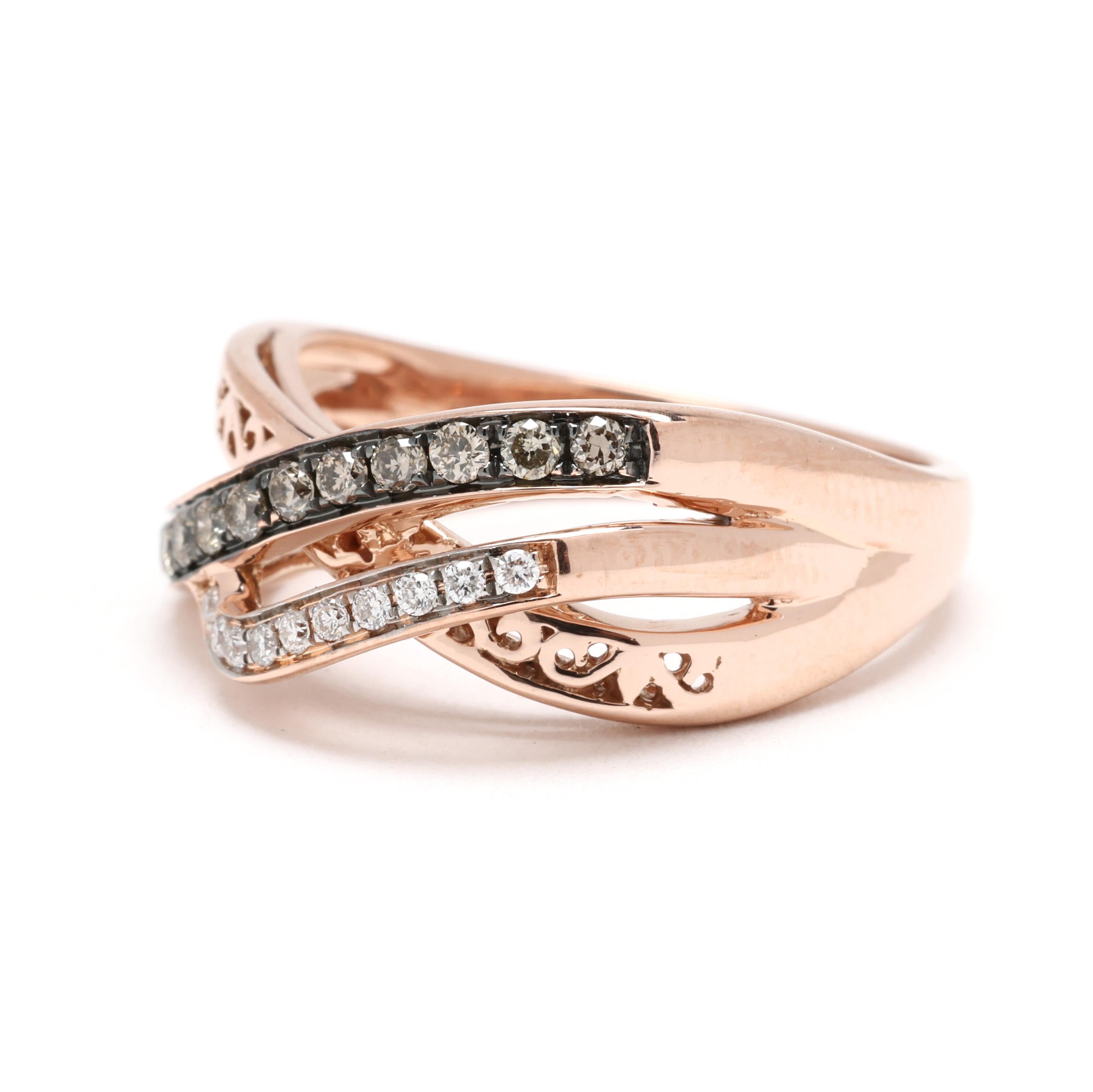 LeVian .23ctw Diamond Twisted Band Ring, 14k Rose Gold, Taille 6.75 Bon état - En vente à McLeansville, NC