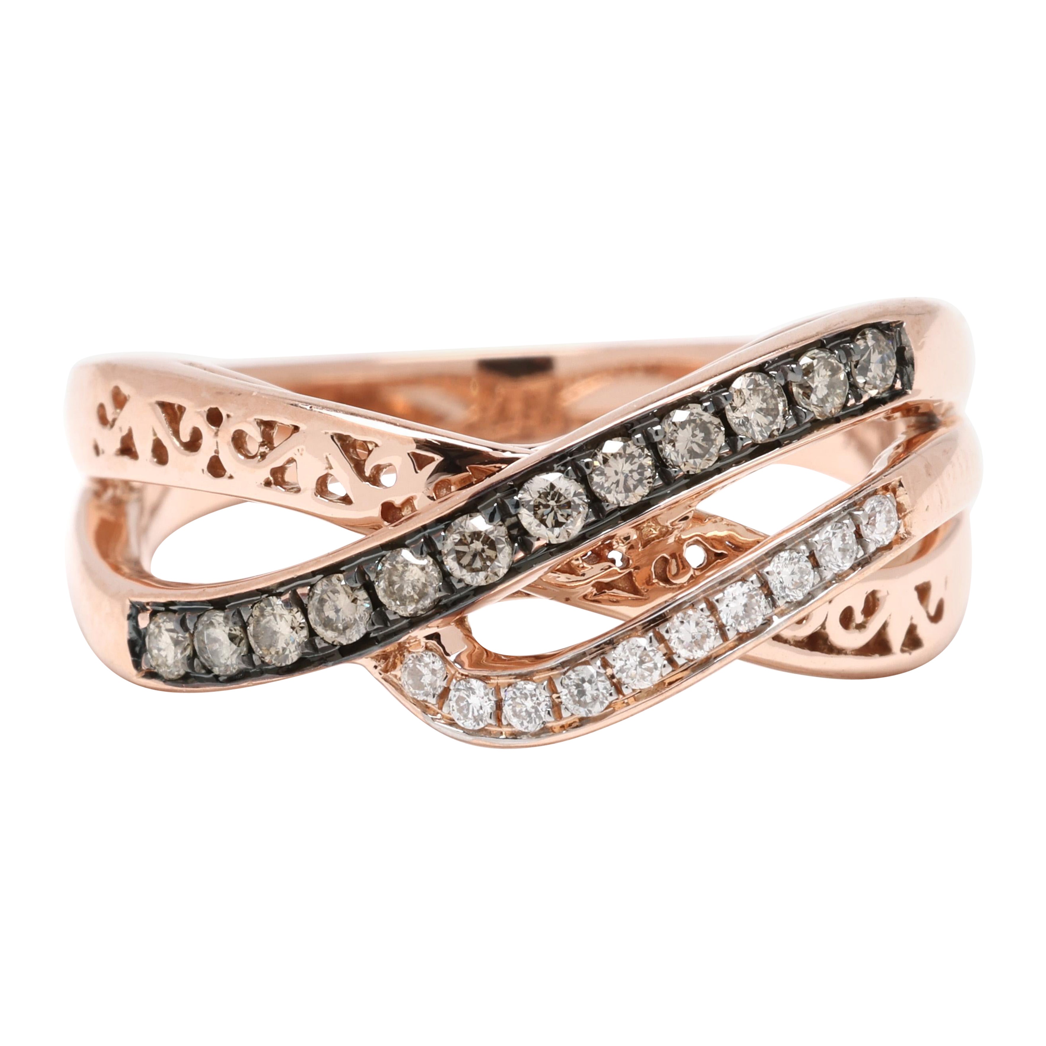 Anello LeVian a fascia ritorta con diamante da 0,23 carati, oro rosa 14k, misura 6,75