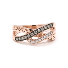 LeVian .23ctw Diamond Twisted Band Ring, 14k Rose Gold, Taille 6.75