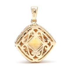 LeVian 2.45ctw Citrine and Diamond Pendant, 14k Yellow Gold, Length 1 Inch