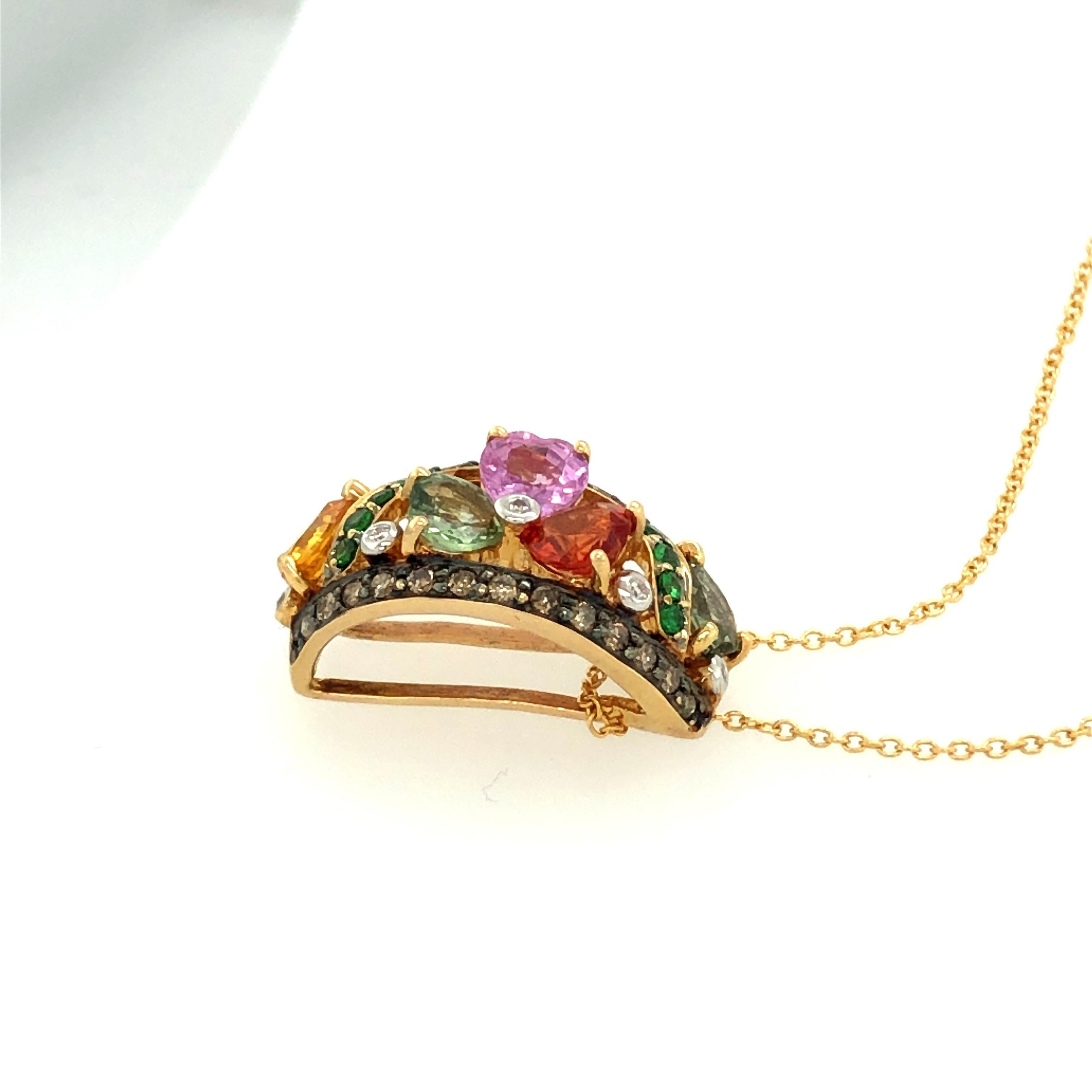 LeVian 3 1/2 cts Green Sapphire and Diamond Pendant in 18K Yellow Gold
