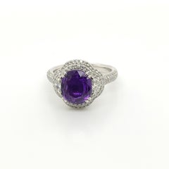 Levian 3.2 Carat Purple Sapphire Platinum White Gold Couture Ring