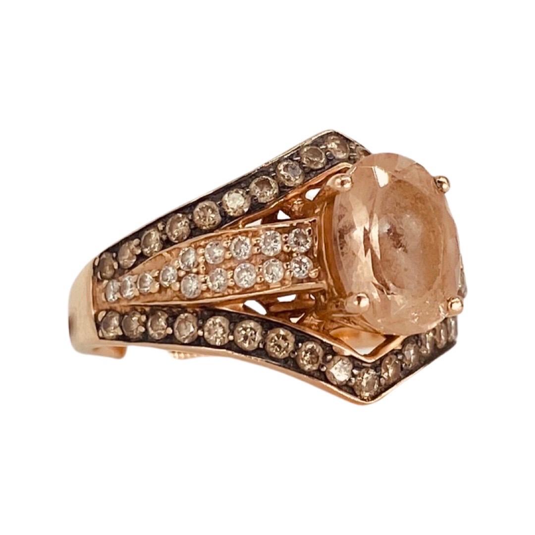 Oval Cut LeVian 3.56tcw Morganite and Diamonds Ring 14k Rose Gold For Sale