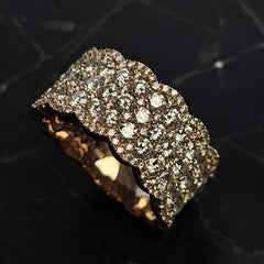 Levian 3ct Diamond Pave Wide 5 Row Band Ring 14k Rose Gold size 8.25