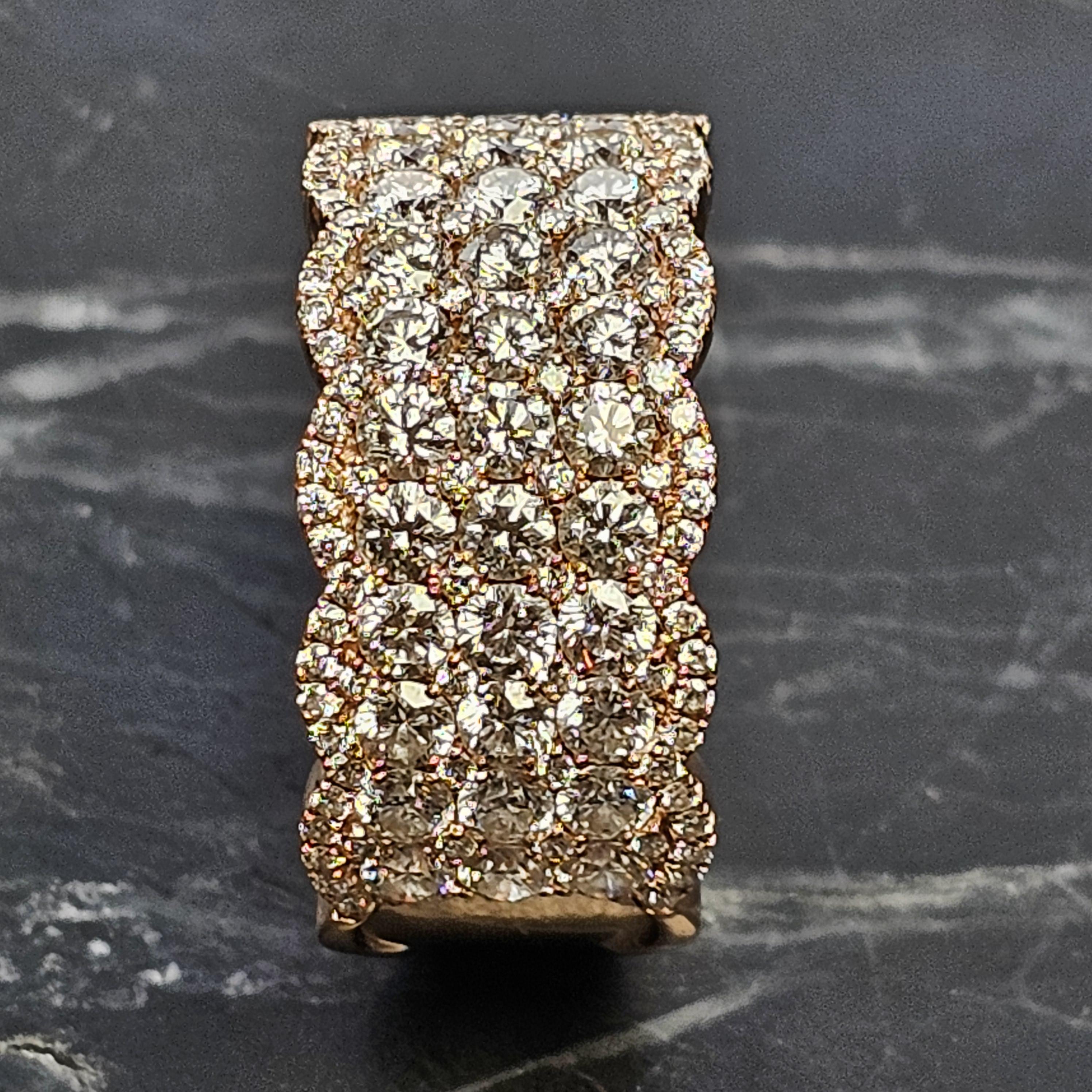 Levian large bague à 5 rangées de diamants 3 carats en or rose 14 carats taille 8,25 en vente 1