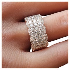 Levian 3ct Diamond Pave Wide 5 Row Band Ring in oro rosa 14k misura 8.25